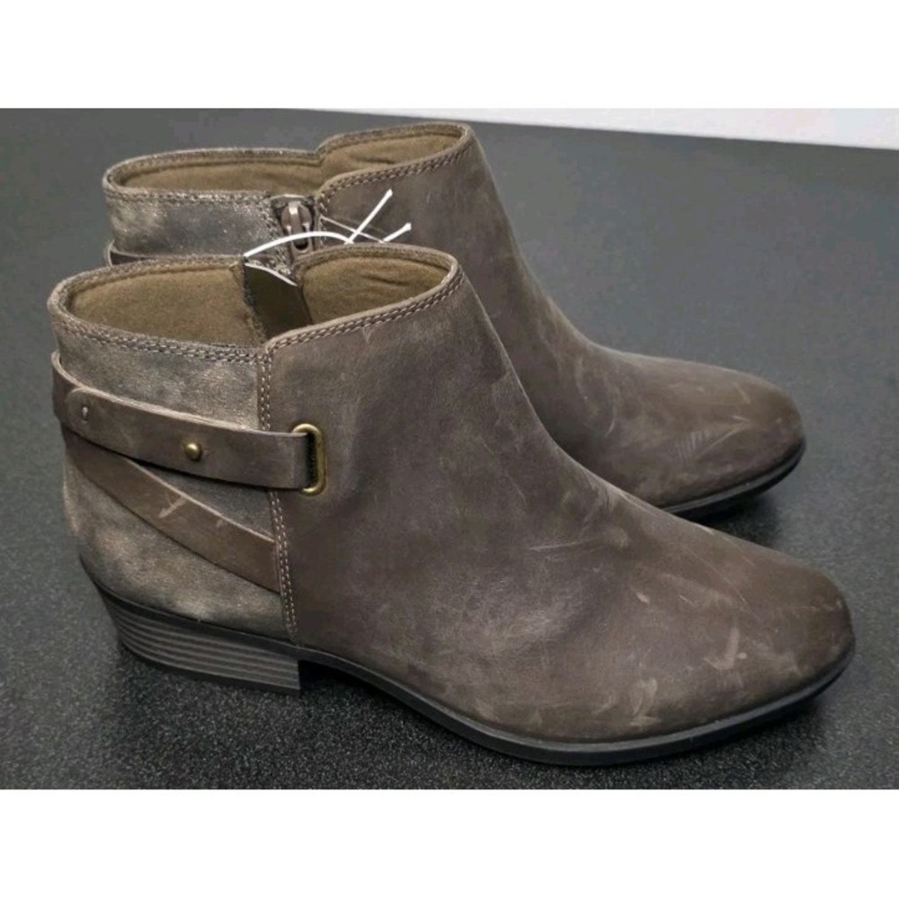 Clarks Collection Women 8 Addiy Gladys Ankle Boot Brown Strappy Bootie Leather